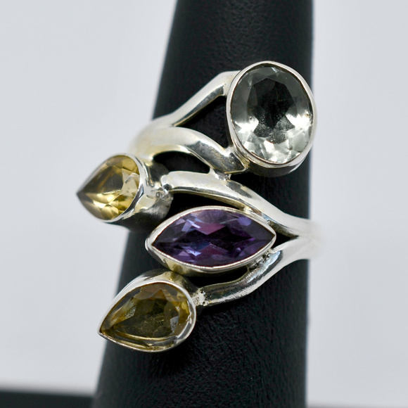 Multi Gemstone Sterling Silver Ring - Picture 3 of 5